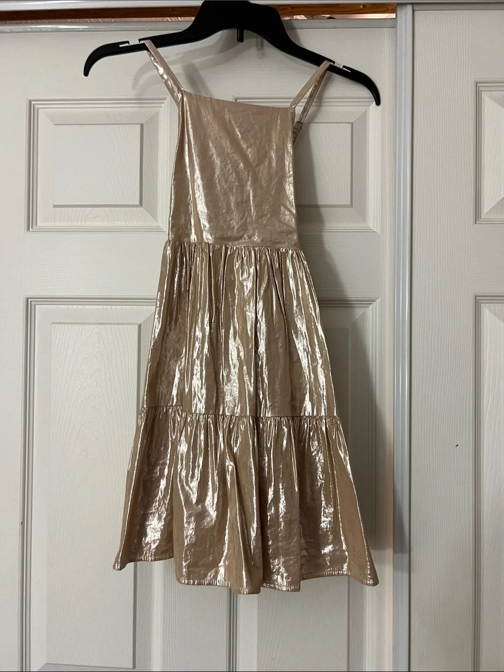 GAP Girls Shiny Rose Gold Metallic Tiered Dress
